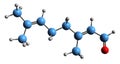 3D image of Geranial skeletal formula Royalty Free Stock Photo