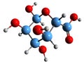 3D image of Glucuronic acid skeletal formula Royalty Free Stock Photo