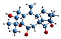 3D image of Grayanotoxin II skeletal formula Royalty Free Stock Photo