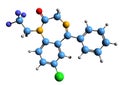 3D image of Halazepam skeletal formula