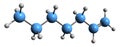 3D image of Heptene skeletal formula Royalty Free Stock Photo
