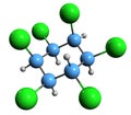 3D image of Hexachlorocyclohexane skeletal formula