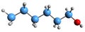 3D image of Hexanol skeletal formula