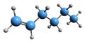 3D image of Hexene skeletal formula Royalty Free Stock Photo