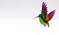 3d image, hummingbird isolated, on white background, copy space, 3d rendering Royalty Free Stock Photo