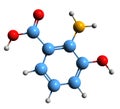 3D image of 3-Hydroxyanthranilic acid skeletal formula