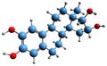 3D image of Hydroxyestriol skeletal formula Royalty Free Stock Photo