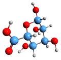 3D image of Iduronic acid skeletal formula