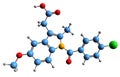 3D image of Indometacin skeletal formula