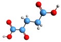 3D image of Ketoglutaric acid skeletal formula