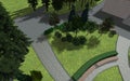 3d image of the landscape design of the city square.