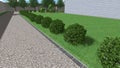 3d image of the landscape design of the home territory. Landscaping of the territory.