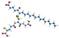 3D image of Leukotriene C4 skeletal formula Royalty Free Stock Photo