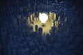 3d image of light bulb and city, green economy concept