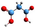 3D image of Malonic acid skeletal formula Royalty Free Stock Photo