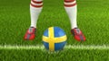 Man and soccer ball with Swedish flag Royalty Free Stock Photo