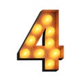 3d image of marquee number four Royalty Free Stock Photo