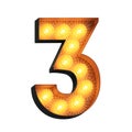 3d image of marquee number three Royalty Free Stock Photo