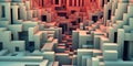 A 3d image of a maze of cubes, AI