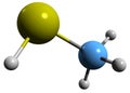 3D image of Methanethiol skeletal formula Royalty Free Stock Photo