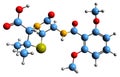 3D image of Methicillin skeletal formula Royalty Free Stock Photo