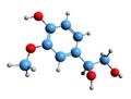 3D image of 3-Methoxy-4-hydroxyphenylglycol skeletal formula Royalty Free Stock Photo