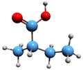 3D image of methyl-ethyl-acetic acid skeletal formula