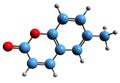 3D image of 6-methylcoumarin skeletal formula Royalty Free Stock Photo