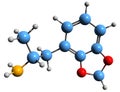 3D image of Methylenedioxyamphetamine skeletal formula Royalty Free Stock Photo