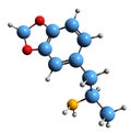 3D image of Methylenedioxyamphetamine skeletal formula Royalty Free Stock Photo