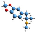 3D image of methylenedioxymethamphetamine skeletal formula Royalty Free Stock Photo