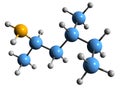 3D image of Methylhexanamine skeletal formula Royalty Free Stock Photo