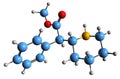 3D image of Methylphenidate skeletal formula Royalty Free Stock Photo