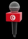 Microphone and Tunisian flag. Image with clipping path