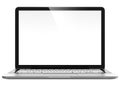 3D image of modern laptop with blank screen isolated on transparent background