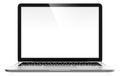 3D image of modern laptop with blank screen isolated on transparent background