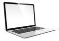 3D image of modern laptop with blank screen isolated on transparent background