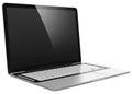 3D image of modern laptop with blank screen isolated on transparent background