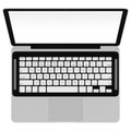 3D image of modern laptop with blank screen isolated on transparent background