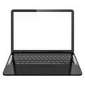 3D image of modern laptop with blank screen isolated on transparent background
