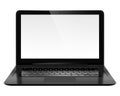 3D image of modern laptop with blank screen isolated on transparent background