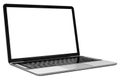 3D image of modern laptop with blank screen isolated on transparent background