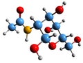 3D image of N-Acetylglucosamine skeletal formula Royalty Free Stock Photo