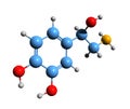 3D image of norepinephrine skeletal formula Royalty Free Stock Photo