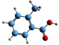 3D image of o-Toluic acid skeletal formula