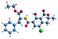 3D image of ochratoxin C skeletal formula Royalty Free Stock Photo