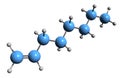 3D image of 1-Octene skeletal formula Royalty Free Stock Photo