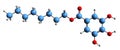 3D image of Octyl gallate skeletal formula Royalty Free Stock Photo