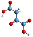 3D image of Oxaloacetic acid skeletal formula Royalty Free Stock Photo