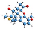 3D image of Oxycodone skeletal formula Royalty Free Stock Photo